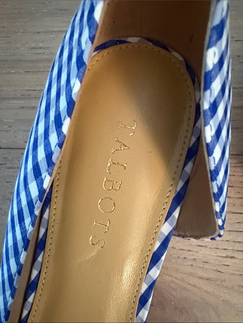 Talbots Blue and White Gingham Pointed D'Orsay Flats - Picture 3 of 5